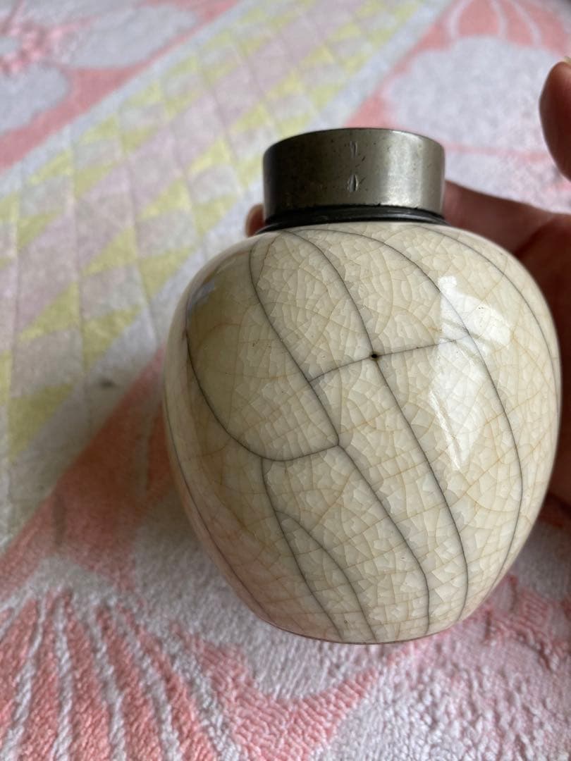 茶入　茶器　茶入れ　煎茶道具　骨董　茶道具　錫蓋