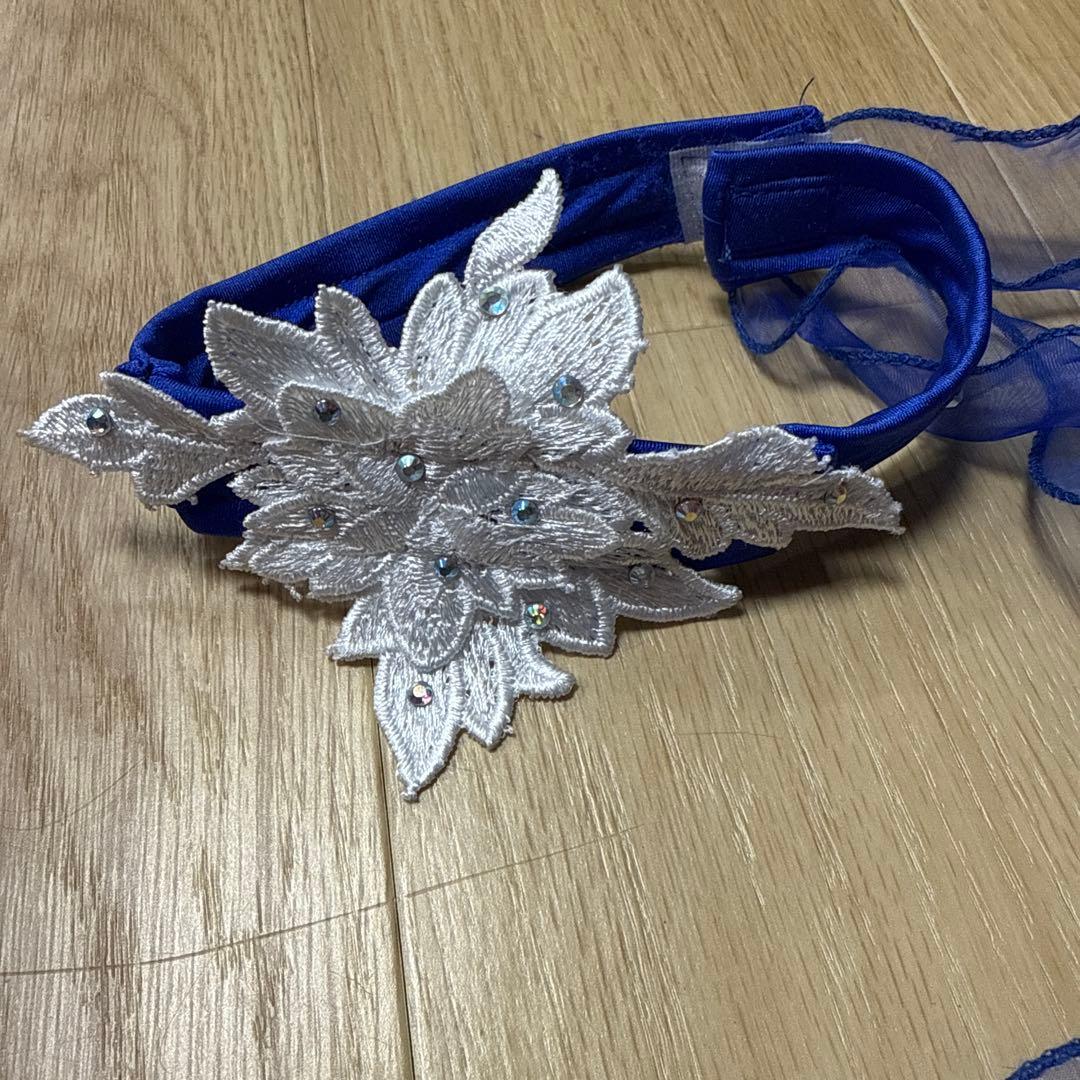 B1444★SMサイズ★青×白/花モチーフ/スタンダードドレス☆社交ダンス