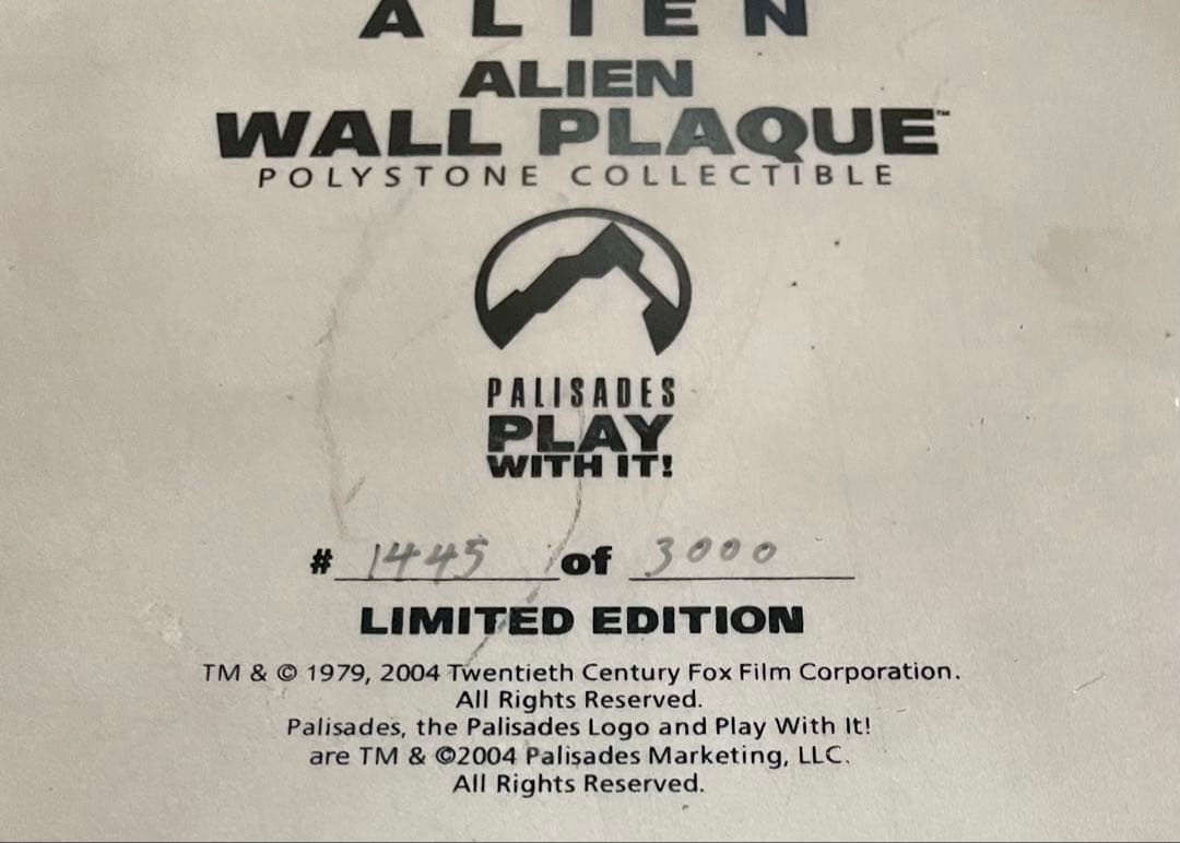 【限定3000個】 パリセイズ エイリアン壁掛けフィギュア　【元箱なし】