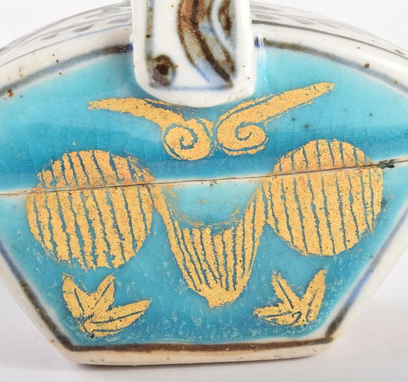 茶道具　九谷焼　中村梅山作　香合　共箱　M　R4915