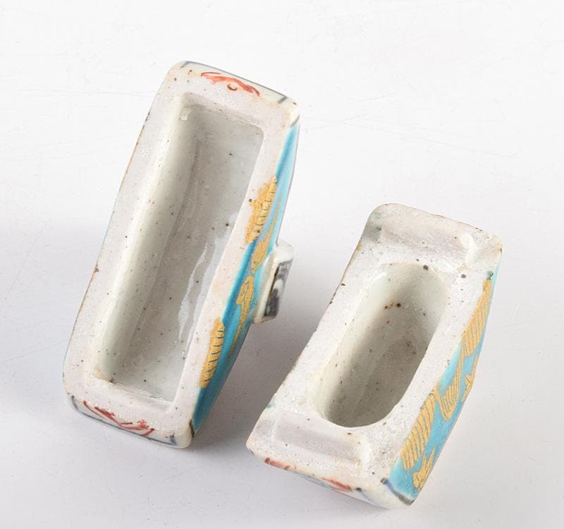 茶道具　九谷焼　中村梅山作　香合　共箱　M　R4915