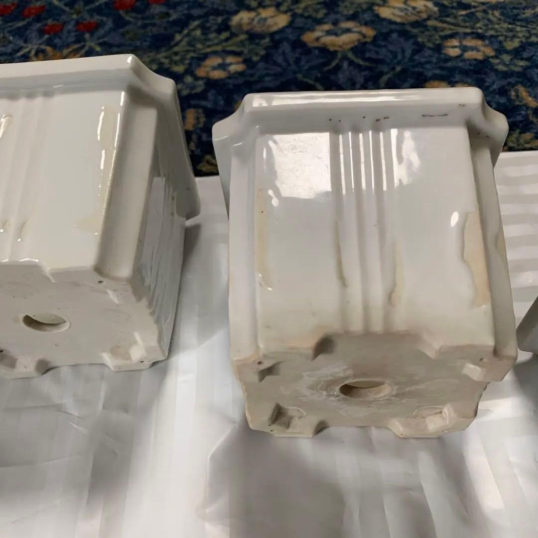 骨董植木鉢白釉薬３個