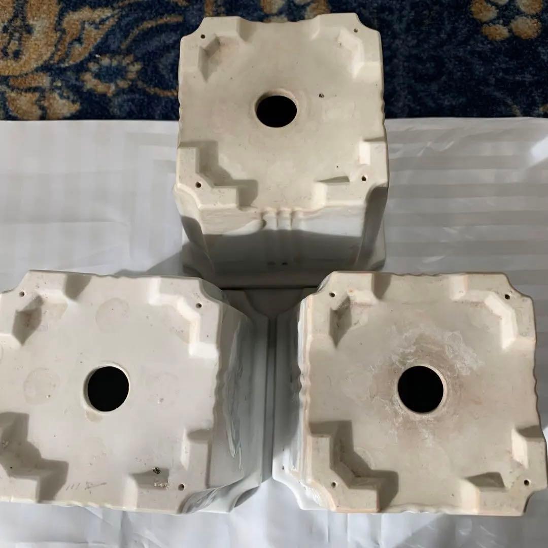 骨董植木鉢白釉薬３個