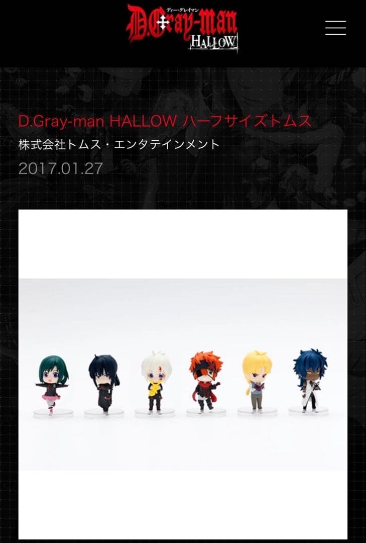 D.Gray-man Dグレ D灰 ハーフサイズトムス フィギュア