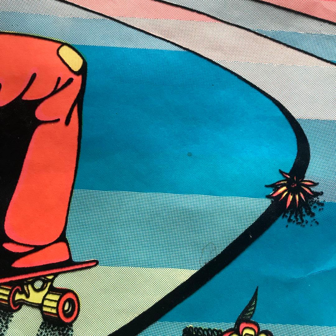 レア スケボー ビンテージ ポスターサイケ 70s  ブラックライト フロッキー