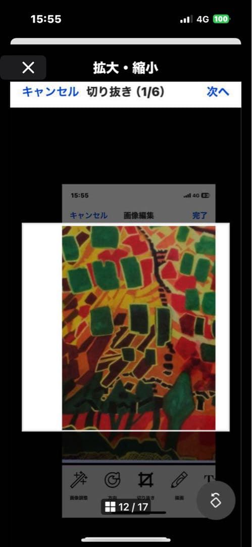 作者名 片岡球子 画題( 赤富士 ) 日本画( 複製 ) 作品状態良好