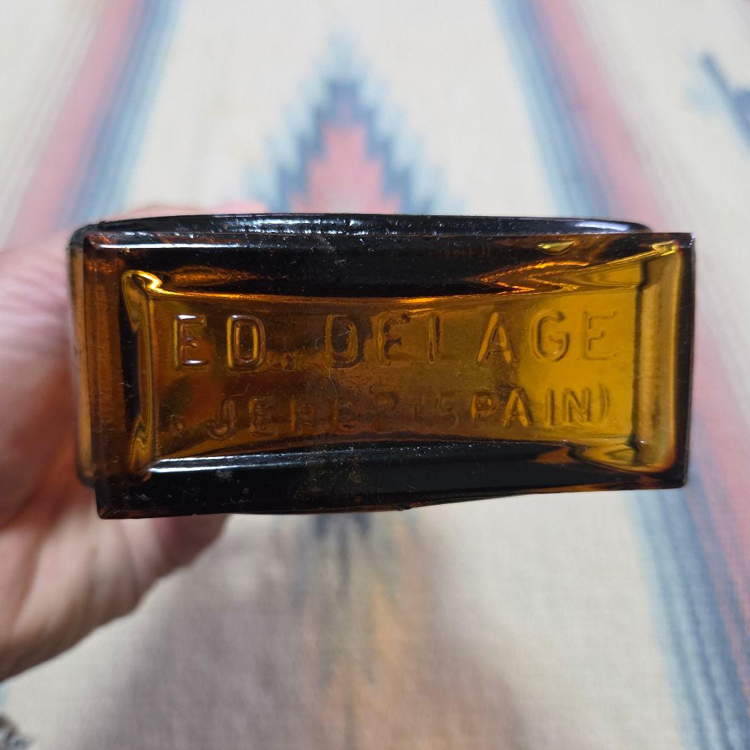 1960s スペイン製 ギター型 ヴィンテージレトロアンバーガラスボトル