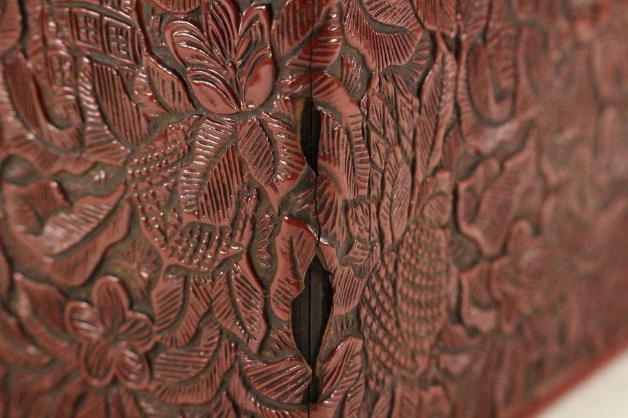 茶道具 堆朱 楼閣人物紋 茶通箱 時代物(K-XA948)