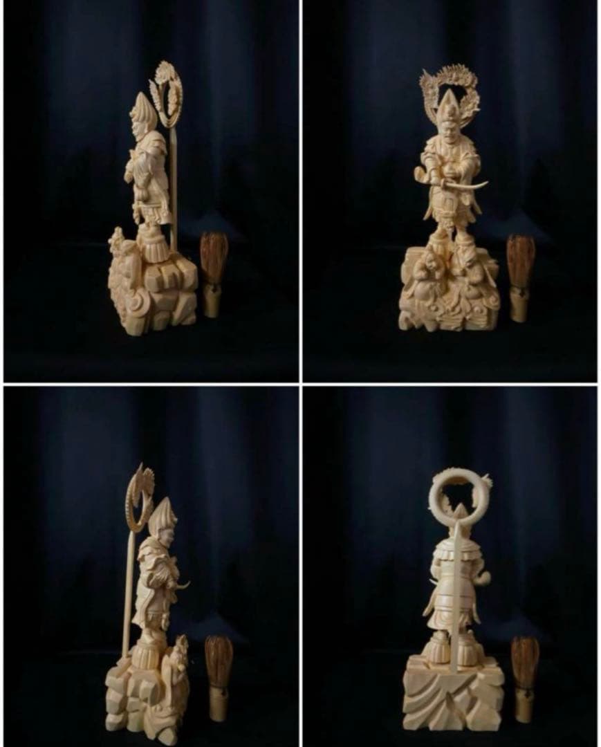 井波彫刻　総檜材　木彫仏像　仏師手仕上げ品　金毘羅権現　金毘羅明王立像