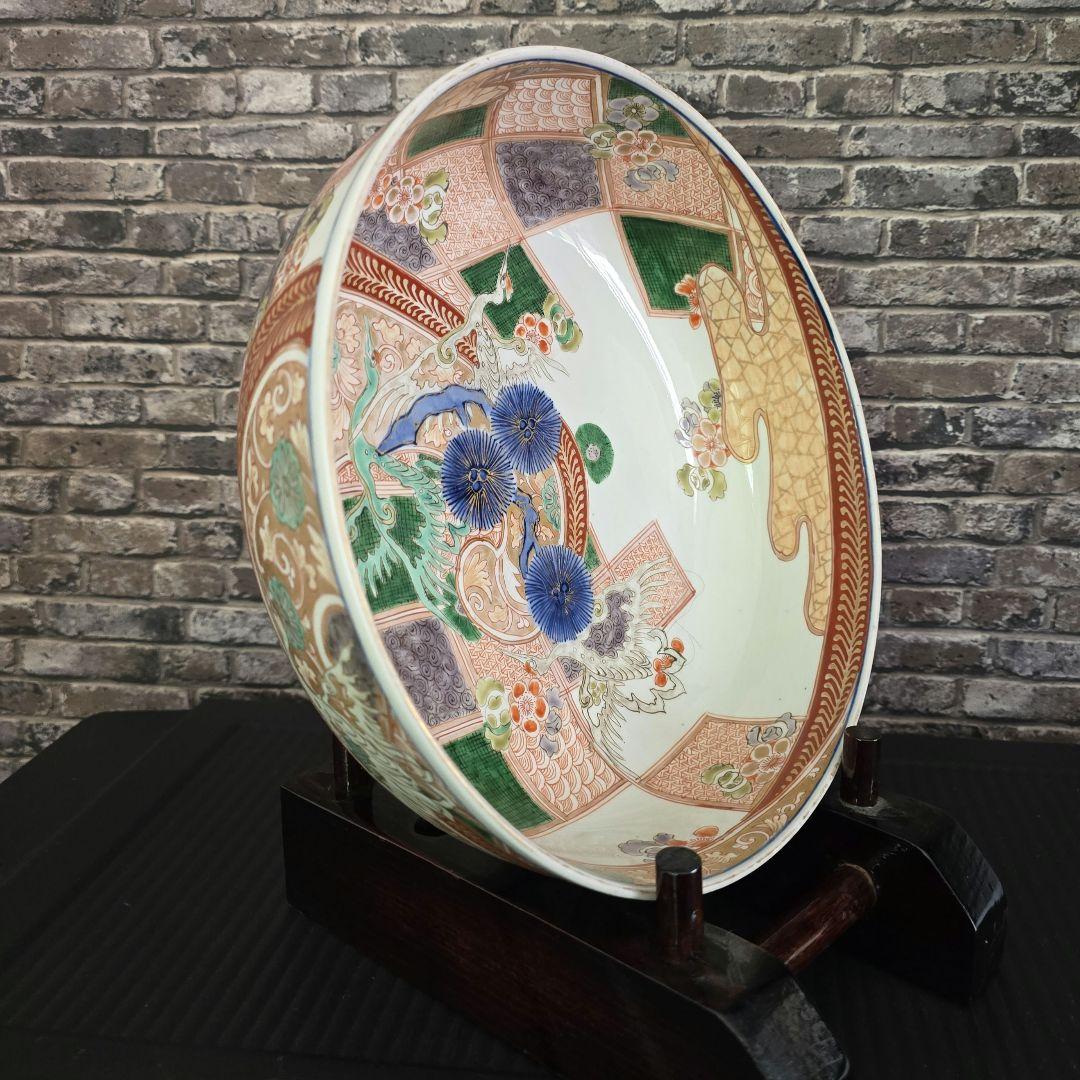 【骨董品】【アンティーク】 【古伊万里】【有田焼】 有田焼飾り大皿 飾り棚付