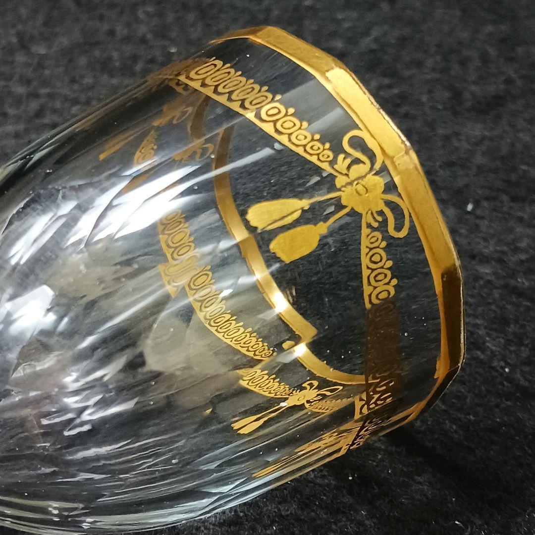 Y2590-6 オールドバカラ 金彩装飾 ステムグラス 高さ14㎝ 豪華金彩