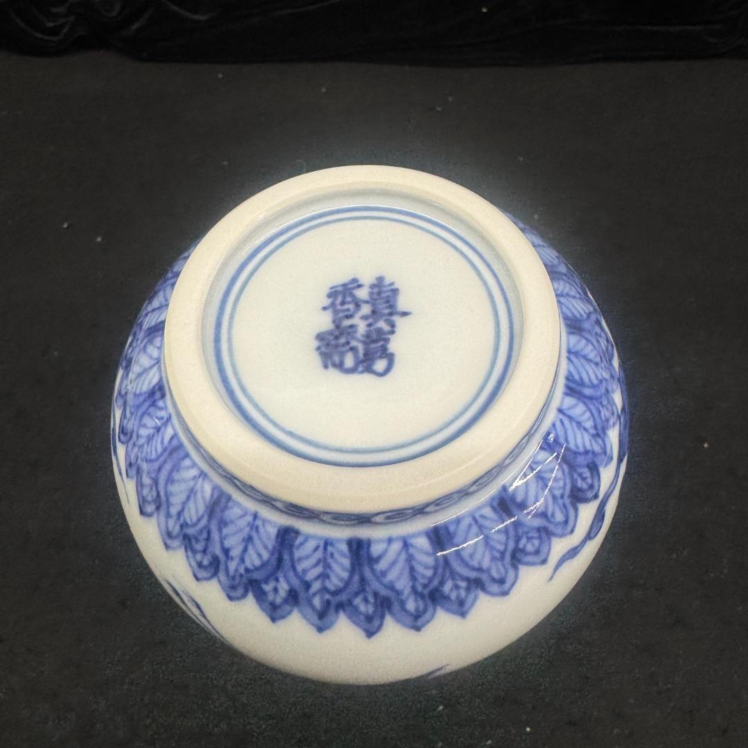 美品希少！真葛焼　真葛香斎造 祥瑞雲鶴図　染付皆具 茶道具 共箱