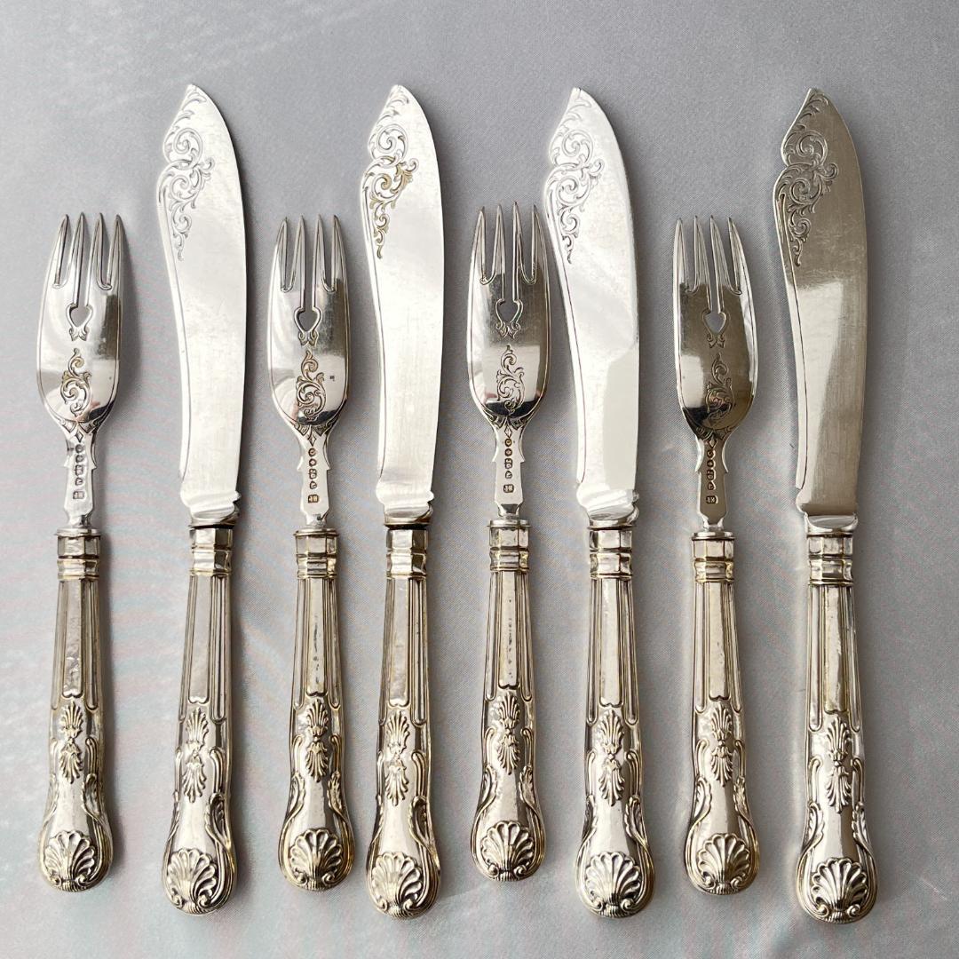 【John Gough】 キングスパターンのナイフ/フォーク 8本 豪奢！！