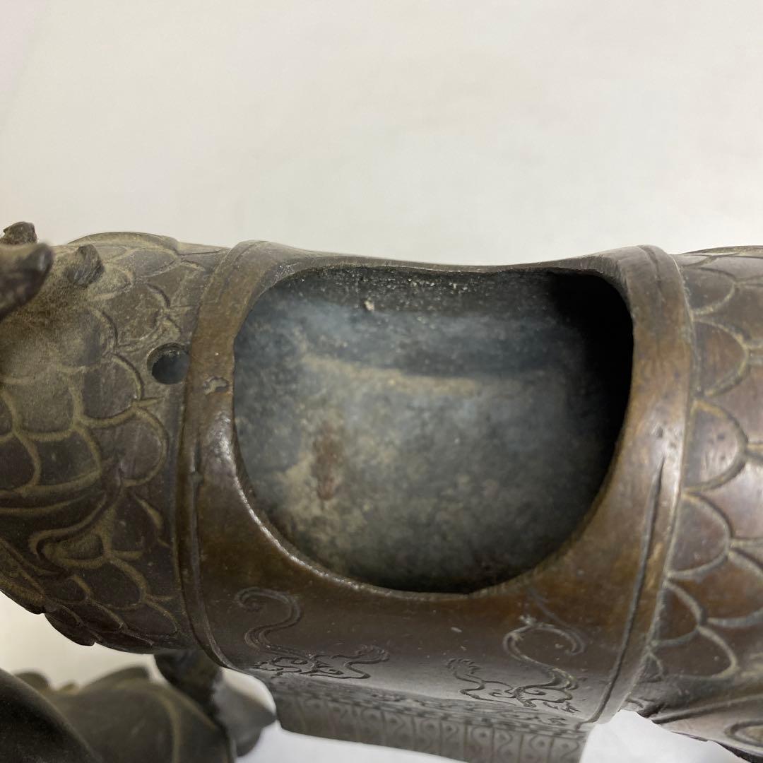 古銅　キリン人物のったり香炉　1166g タサオ　東さ8-0104②