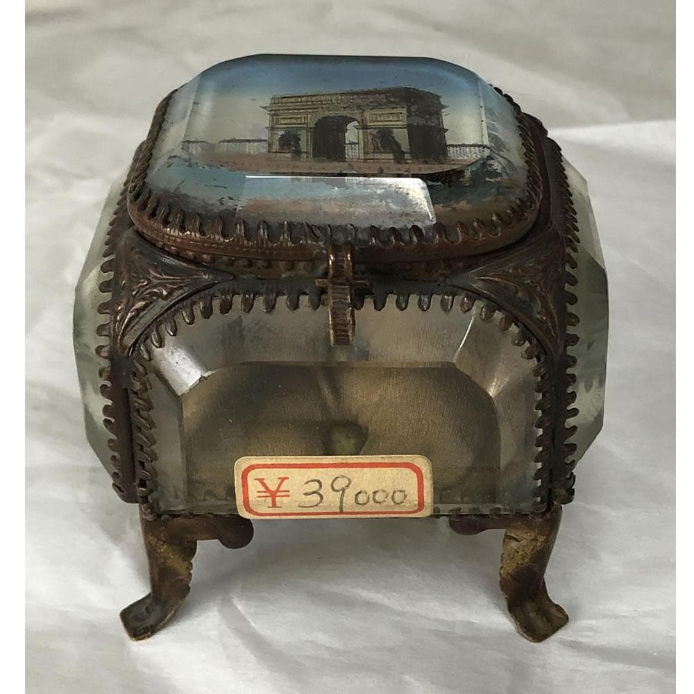 e2768 ガラス ミニ アクセサリーケース 古硝子 指輪ケース