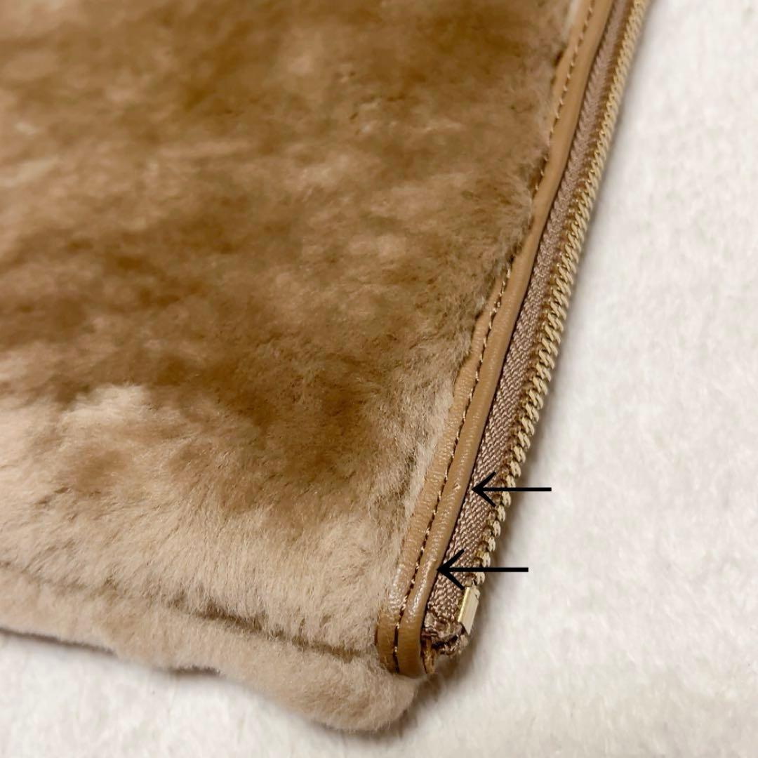 未使用　完売品　ムータ マリン クリアボストンバッグ　ブラウン　ファー　クラッチ