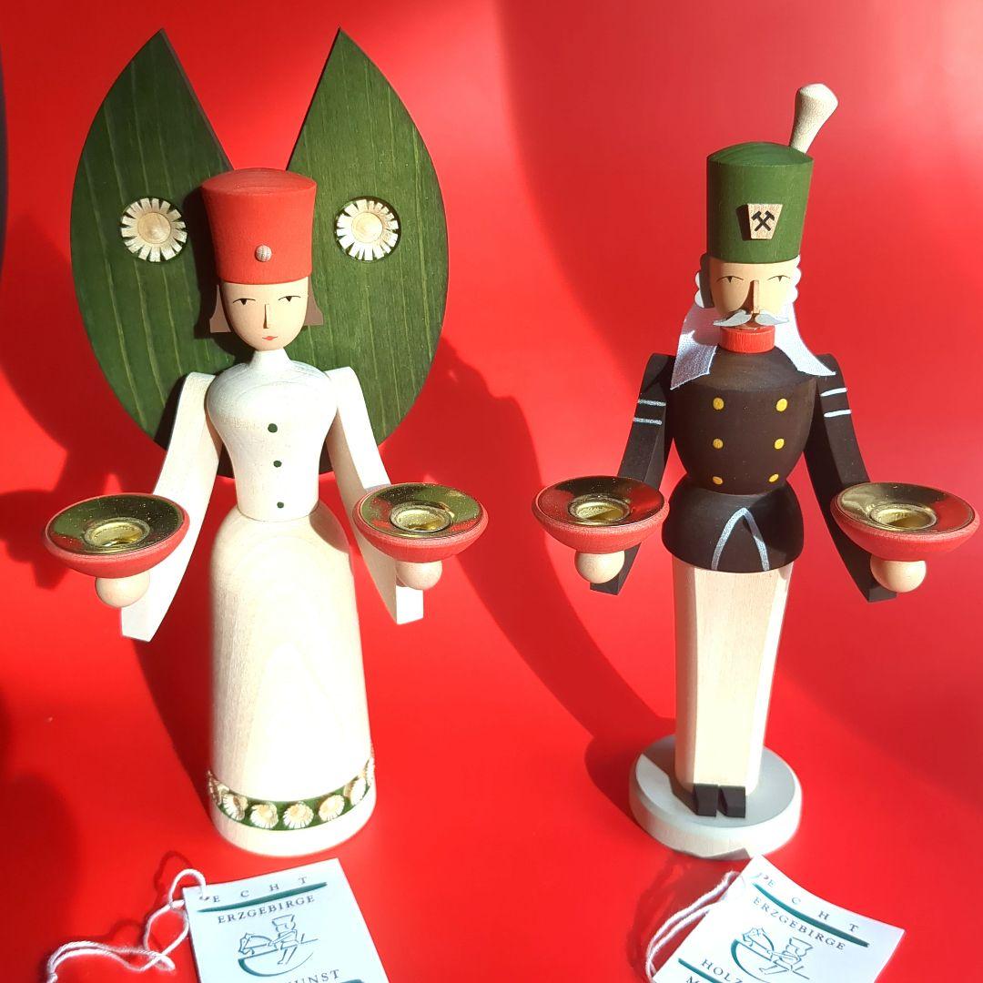 Wolfgang Braun 天使と鉱夫 （小）ナチュラル キャンドルスタンド