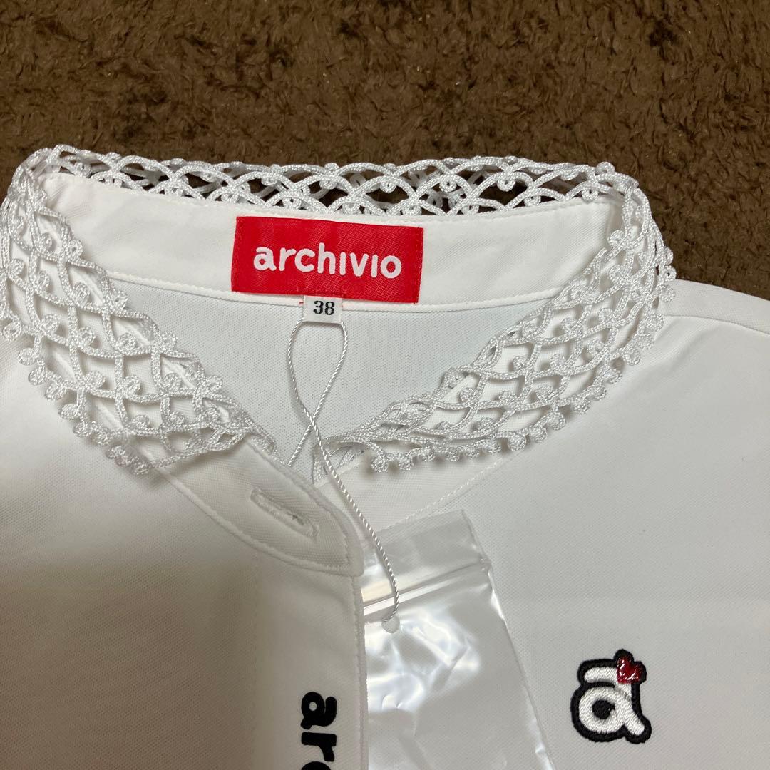 23ss【新品未使用 アルチビオ】オリジナルレース襟機能素材半袖ポロシャツ38号