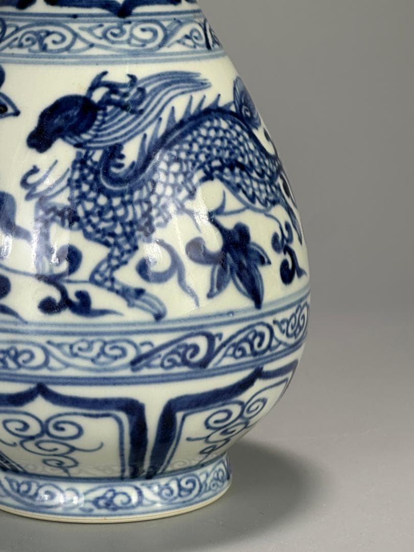 青花鳳凰文花瓶　染付花瓶　花器　華道具　花入　唐物