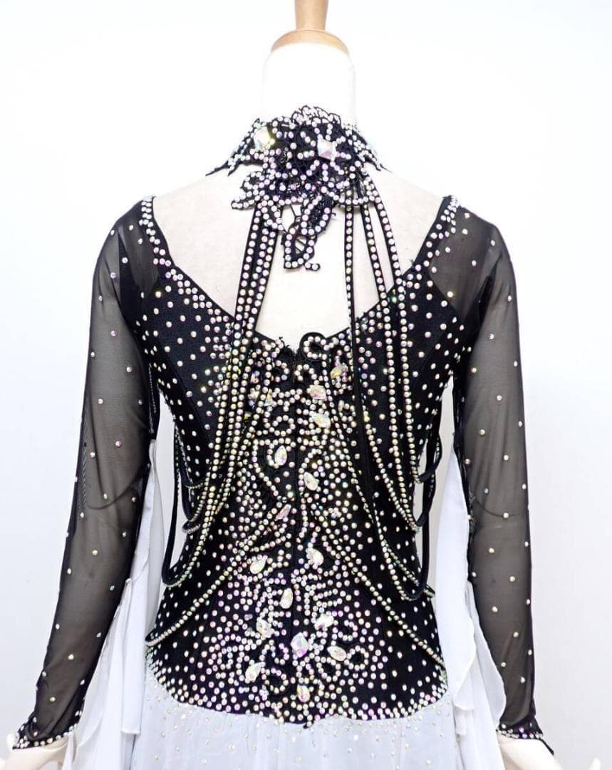 6362★美品★L★黒/グレー/グラデーション/スタンダードドレス☆社交ダンス