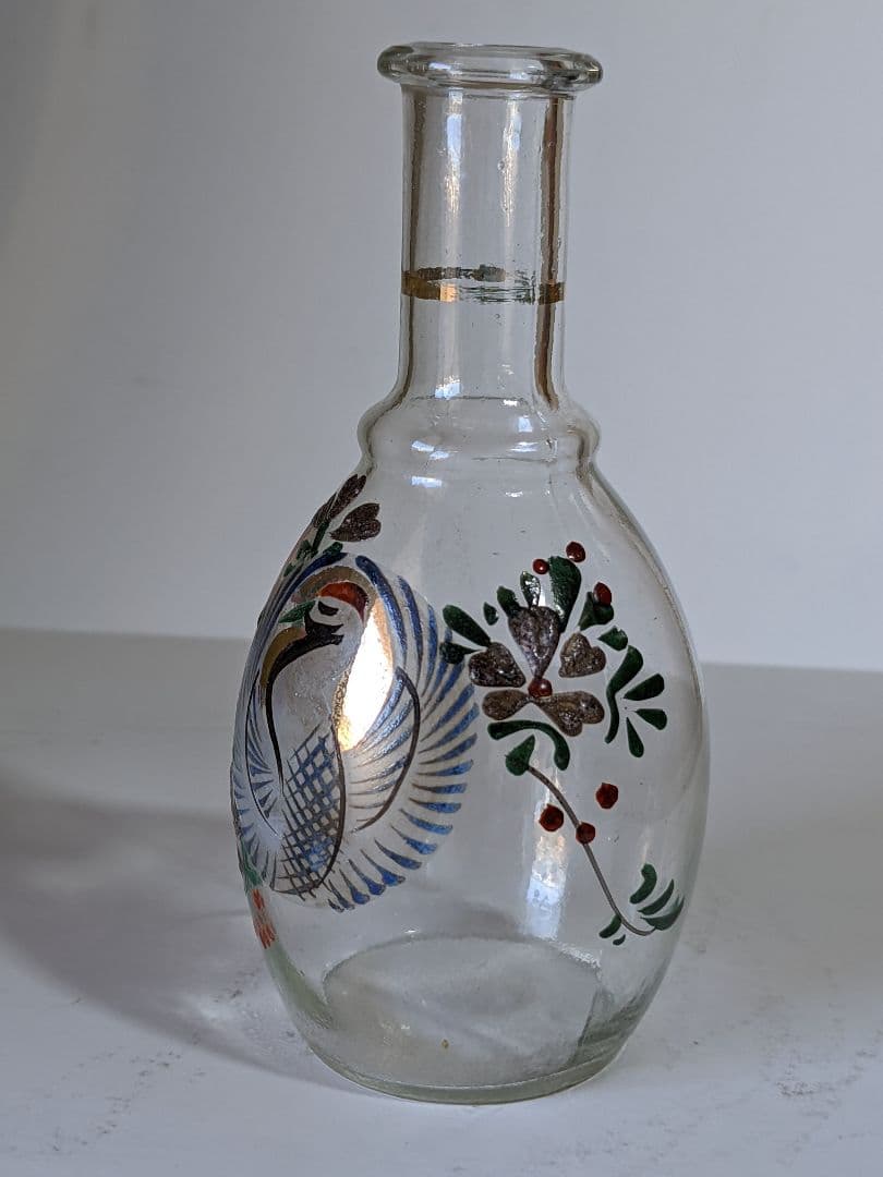 ♦ガラス 瓶 エナメル彩 大正時代 明治時代 アンティーク 骨董品 コレクション