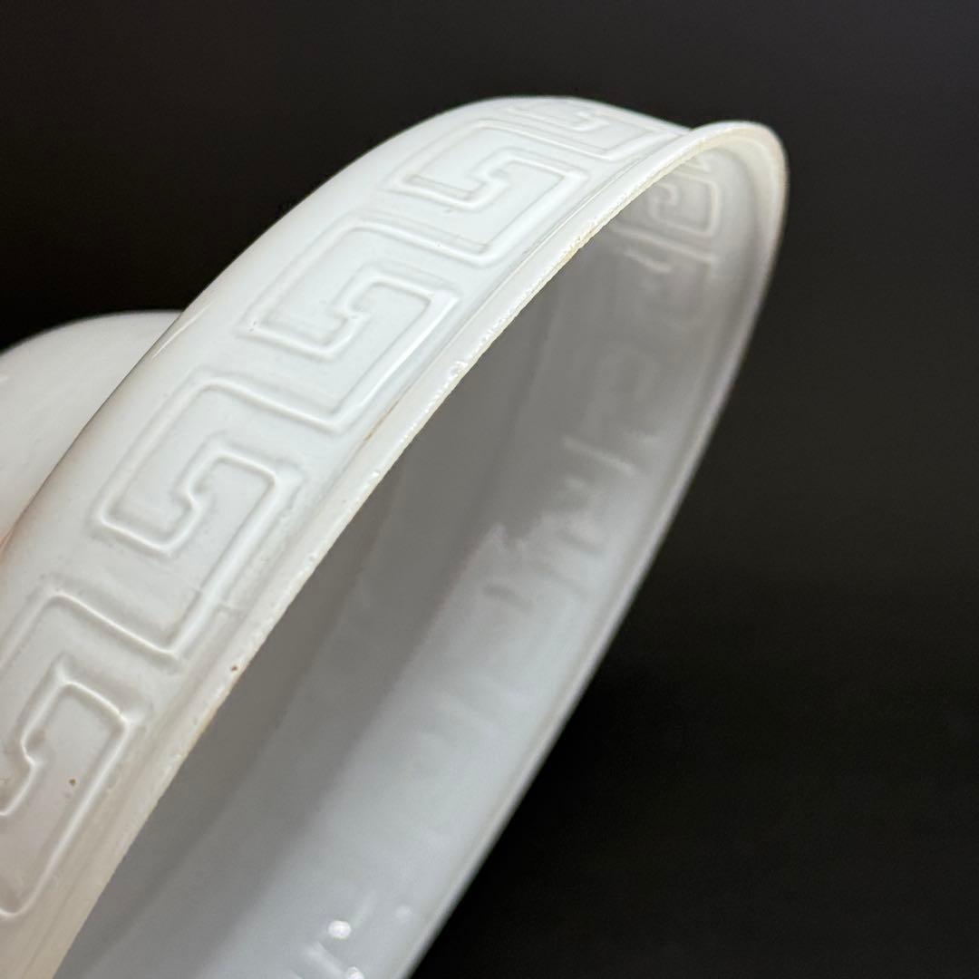 ◆希少 富士マーク入り乳白色電笠 雷文 大正〜昭和時代 戦前 和硝子◆