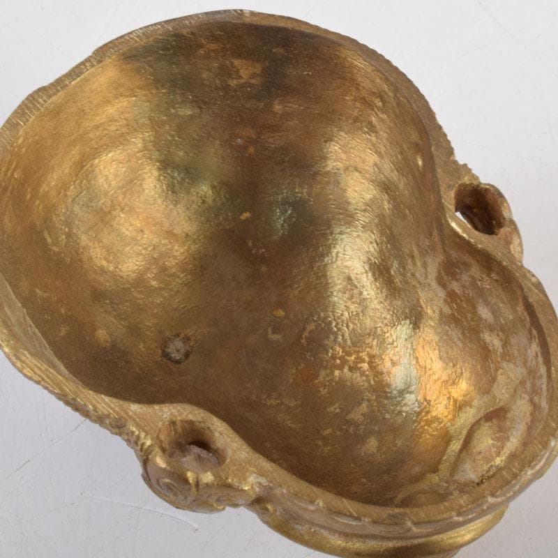 チベット密教法具　古銅鍍金　五鈷杵摘み　香炉　V　8598