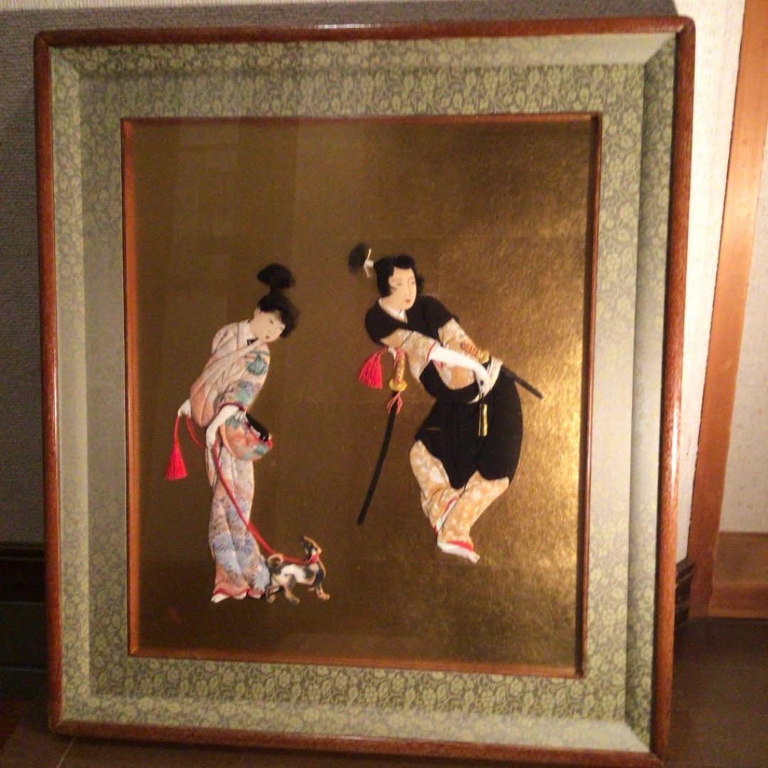 作家物　押し絵画　縮緬細工歌舞伎者（川越みよ子）10号栞付michiko❣️