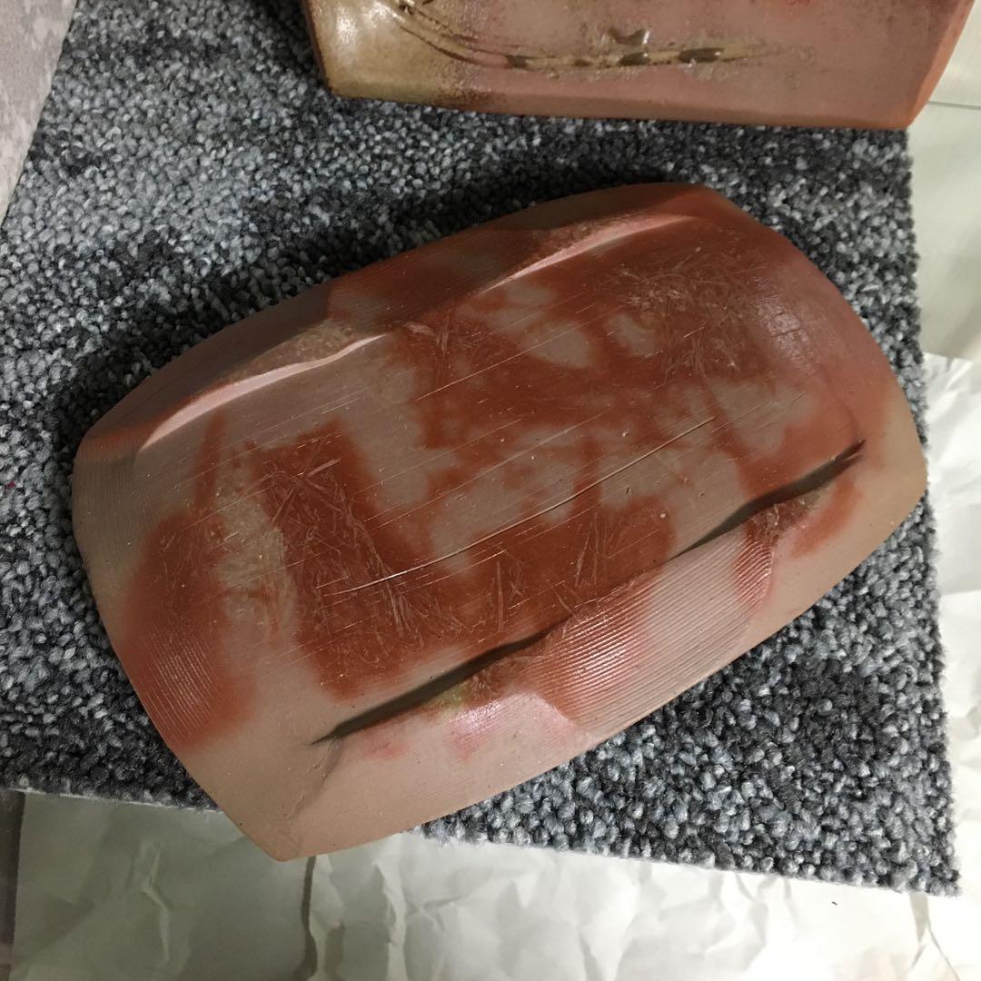 備前焼　緋襷　絵皿　角皿　長方皿　四方皿　大１枚　小２枚　セット