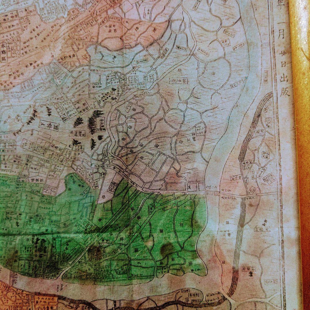 ■明治21年明開東京区分御絵図　アンティーク印刷物