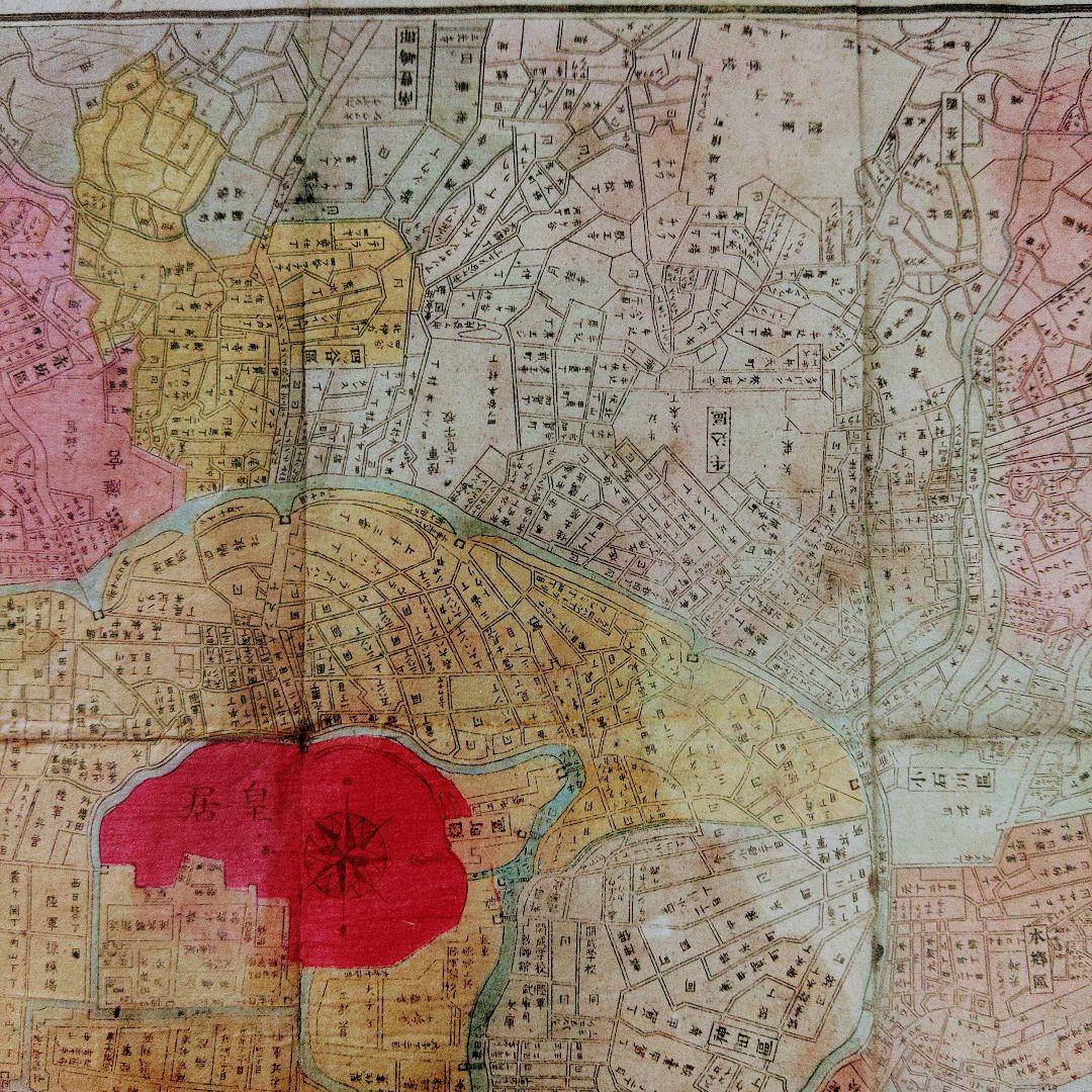 ■明治21年明開東京区分御絵図　アンティーク印刷物