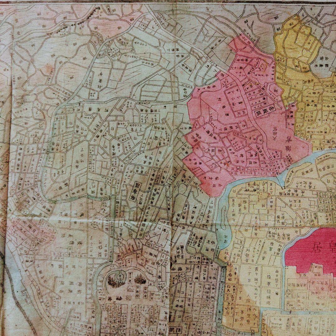 ■明治21年明開東京区分御絵図　アンティーク印刷物