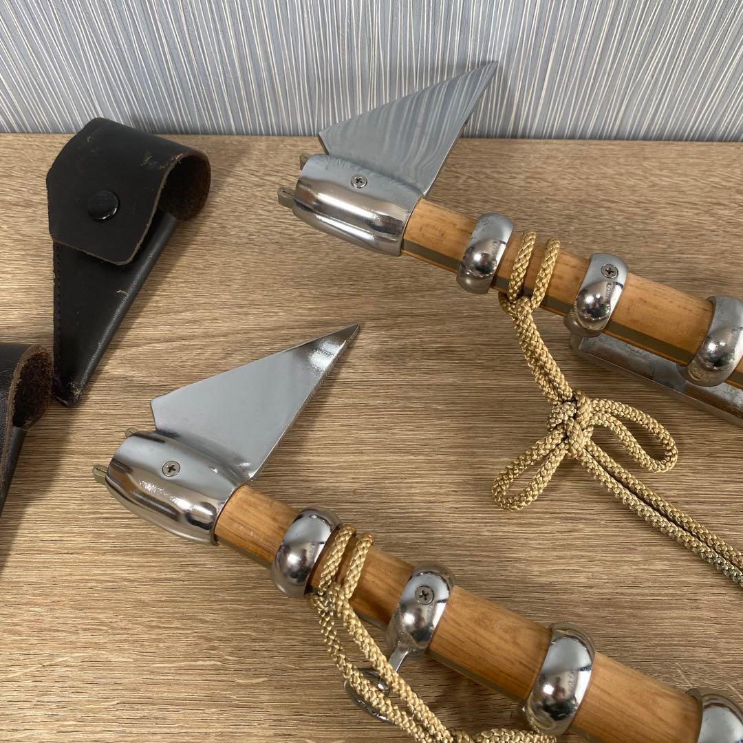 消防団 退団記念品 鳶口 一対 (2本) 祭礼用 木柄金具付 とび口