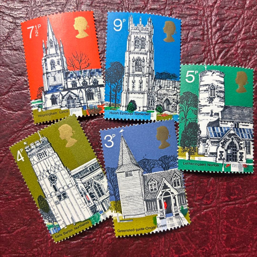 77116セール現品限　外国切手　イギリス発行建築物5種揃