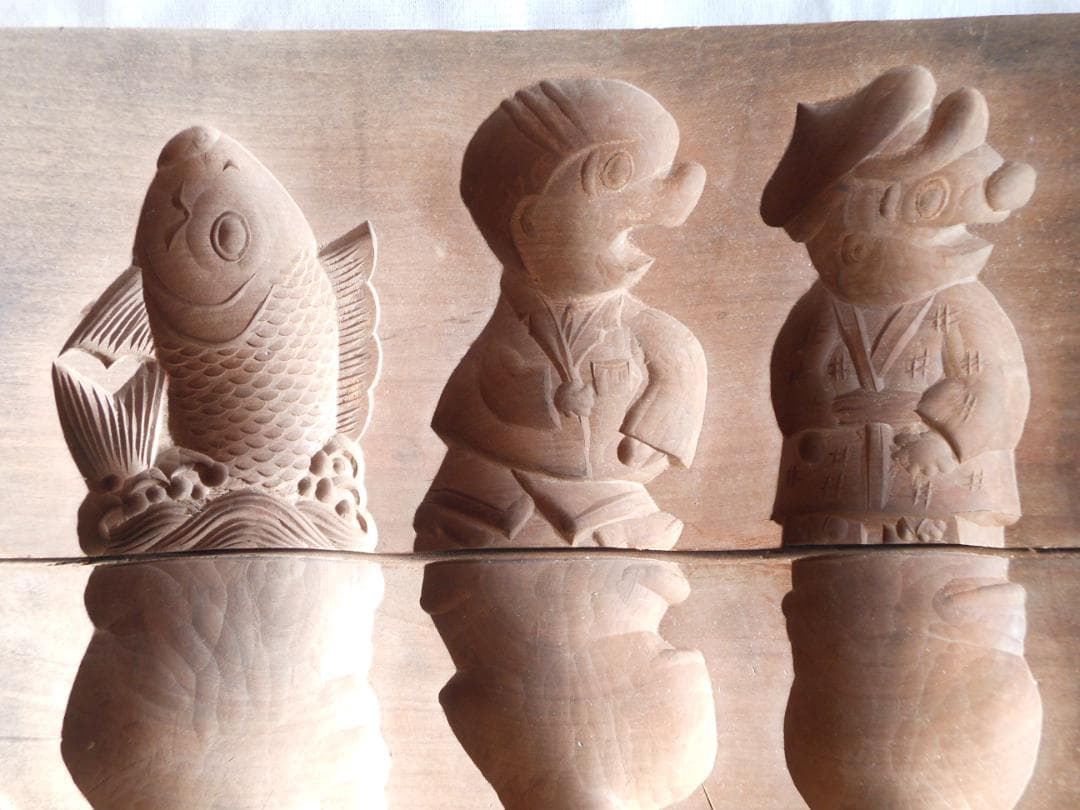 和菓子木型　菓子型　２枚合わせ　古道具　アンティーク