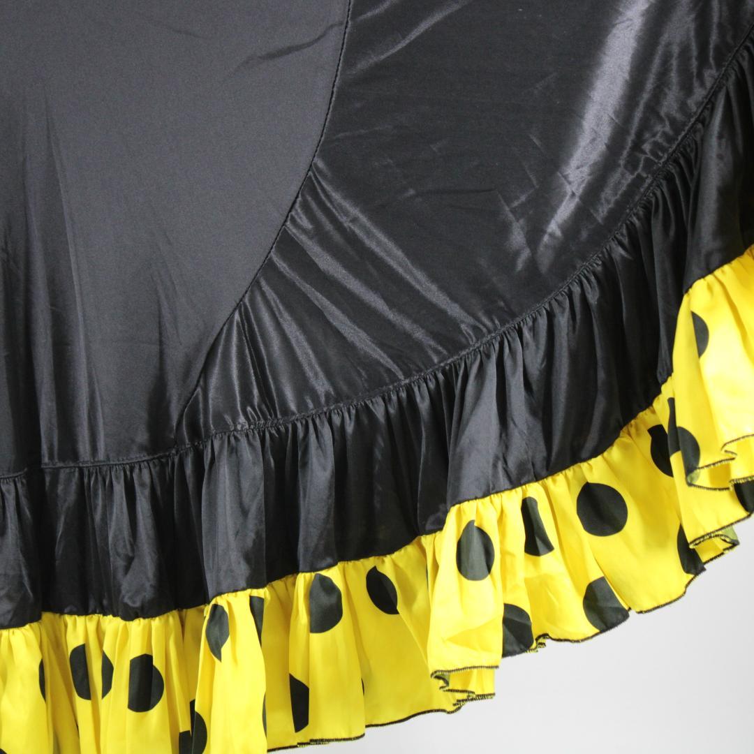 【美品 フラメンコ衣装】ブラック×ドットボランテ 上下セット ツーピース セット