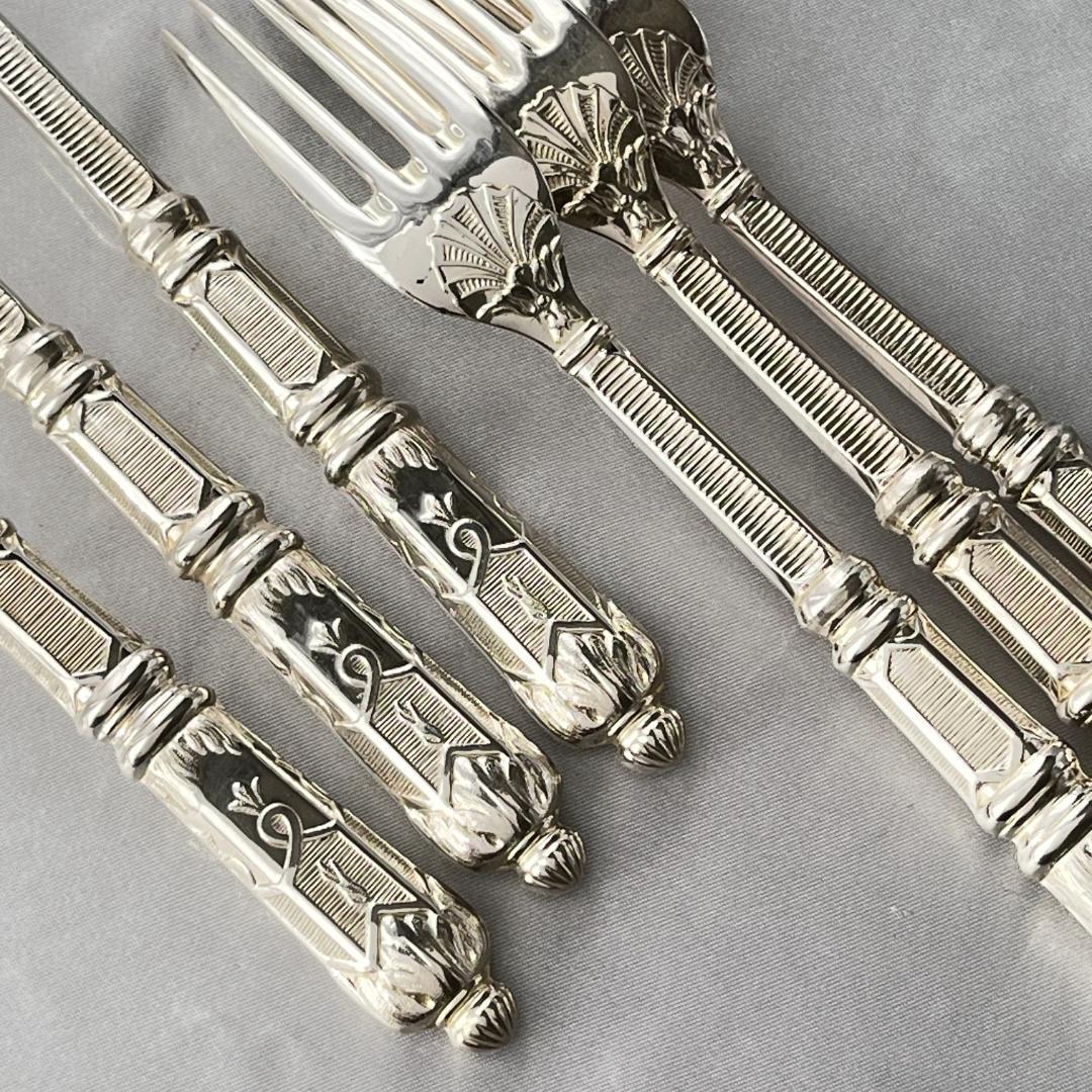 【仏蘭西】 ロシア様式 テーブルフォーク 6本組 【シルバープレート】