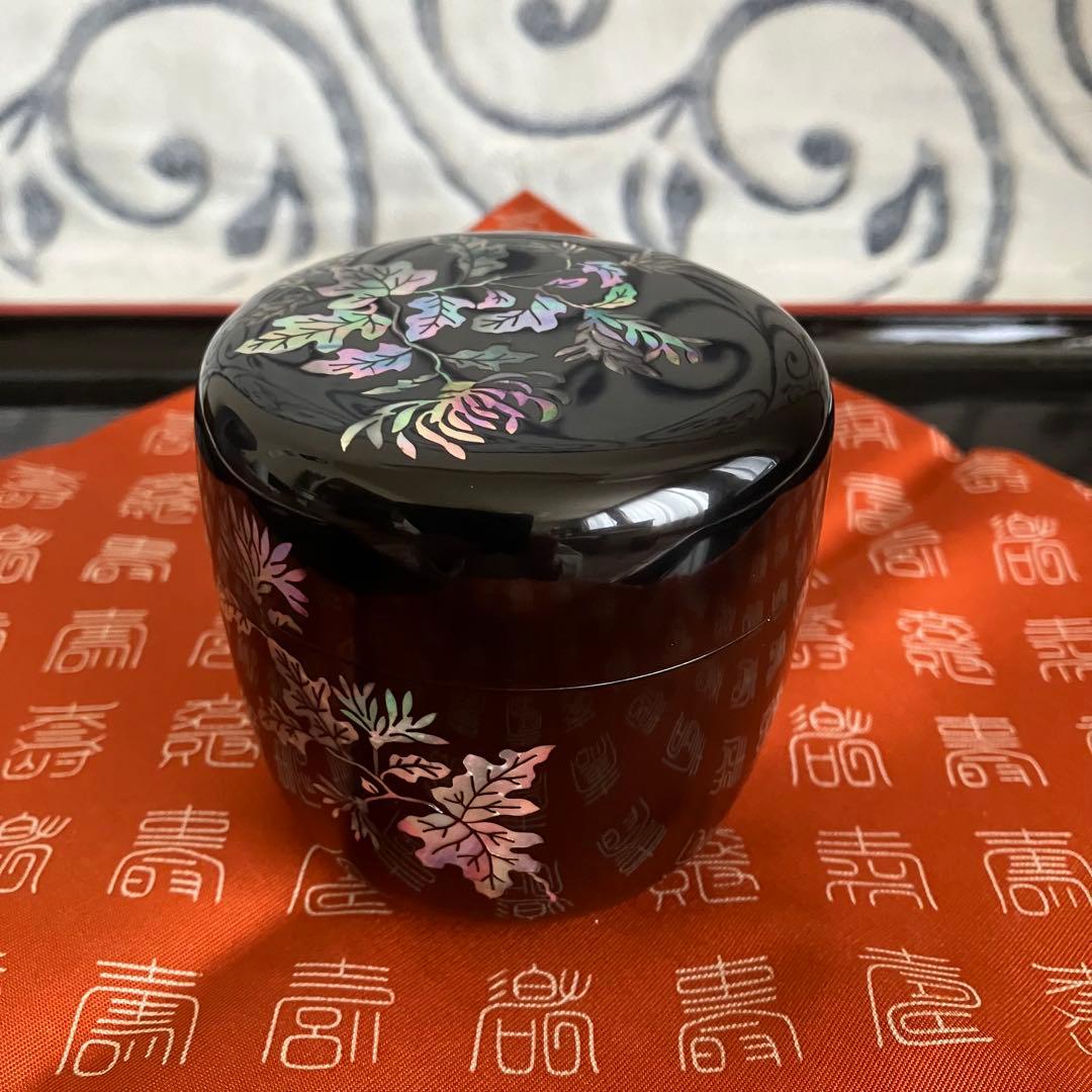 茶道具 高麗乾漆螺鈿 四君子棗 南山造 共箱