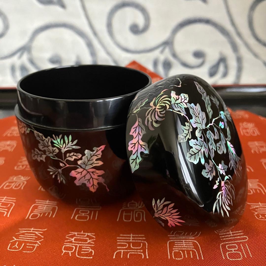 茶道具 高麗乾漆螺鈿 四君子棗 南山造 共箱