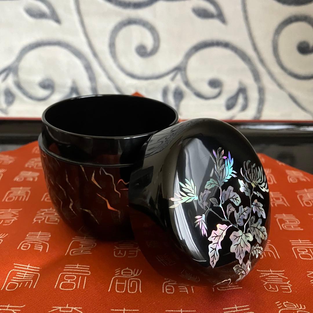 茶道具 高麗乾漆螺鈿 四君子棗 南山造 共箱