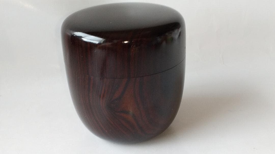 岡本漆専堂 岡本漆園 作 溜塗 中棗 共箱 漆器 漆芸 抹茶 茶道具 美品 です