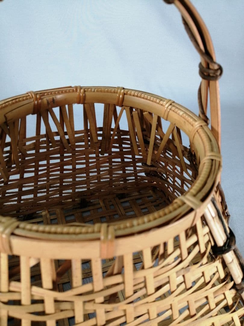 【茶事具】手付き四方籠　花籠　花入229