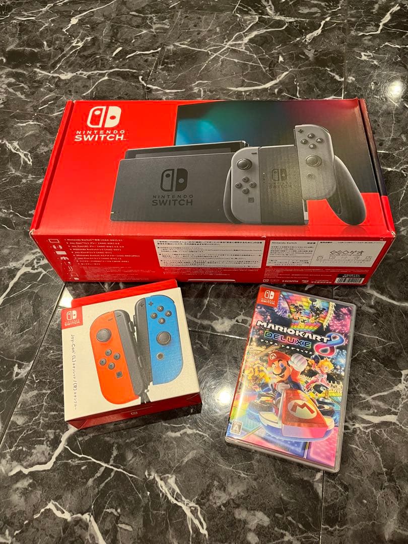 Switch本体グレー+マリオカート+ジョイコン+ジョイコングリップ