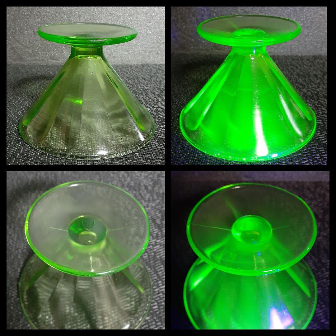 大正時代　古ガラス【ウランガラス】氷コップ　アイスクリームコップ　小物入オブジェ