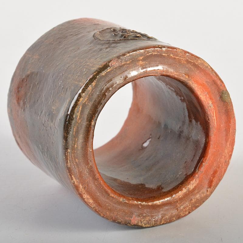 茶道具　楽吉左衛門　九代了入作　赤輪蓋置　裏千家十四代淡々斎極め箱　CR7434