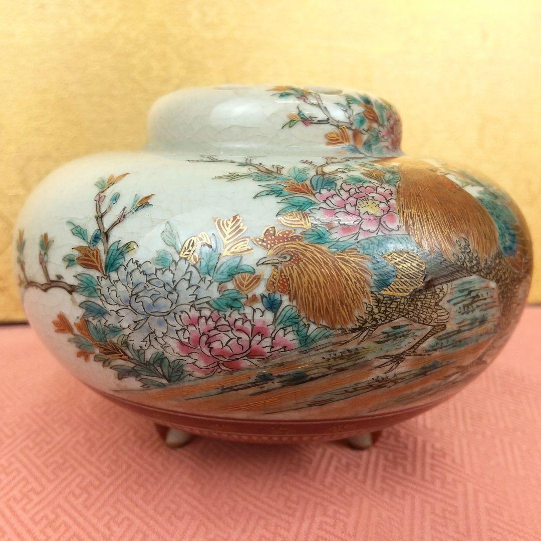 【お値下げしました！】九谷焼　香炉　色絵　鶏図　泉山作