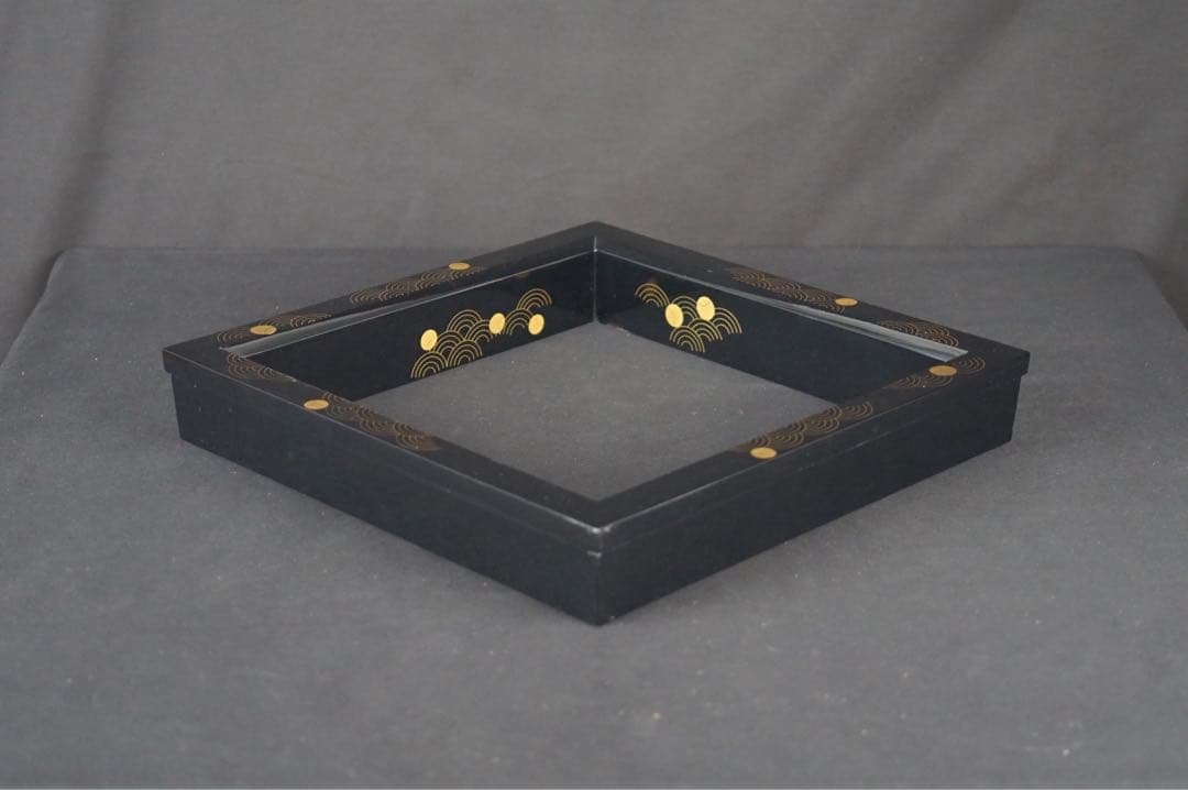 村田宗覚 波つぼつぼ蒔絵 炉縁 共箱 共布 茶道具