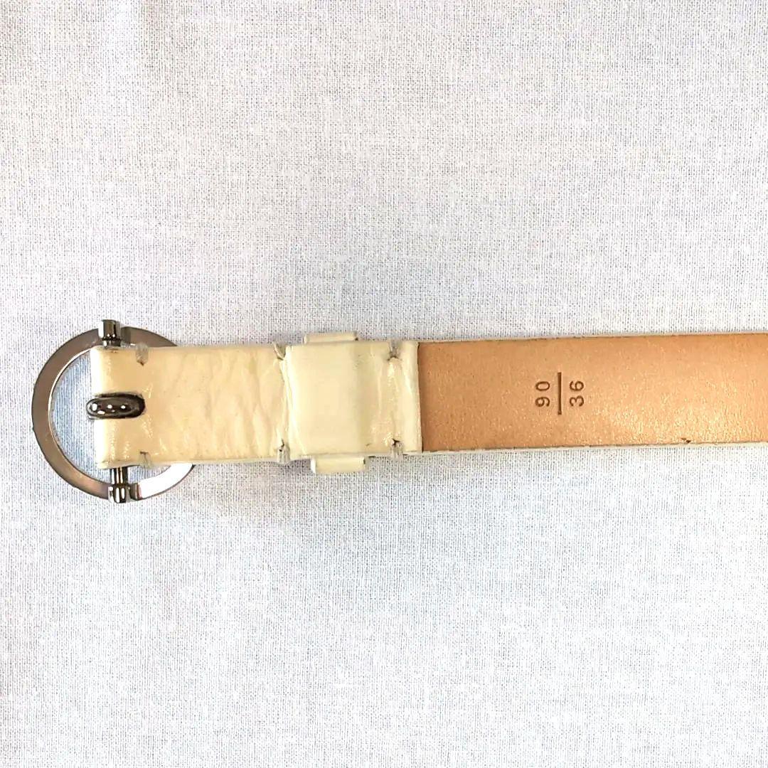 LV サークルロゴ ベルト 白 幅2cm 88cm±5 L相当 ゴルフ向き117