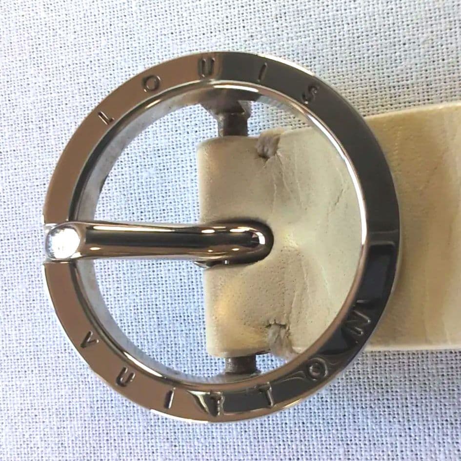 LV サークルロゴ ベルト 白 幅2cm 88cm±5 L相当 ゴルフ向き117