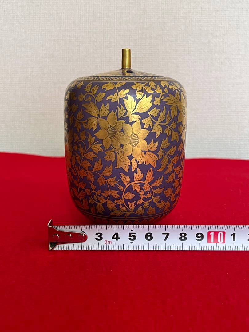 人間国宝 吉田美統 『紫釉金襴 花唐草文 香炉』管理Y37 真作保証